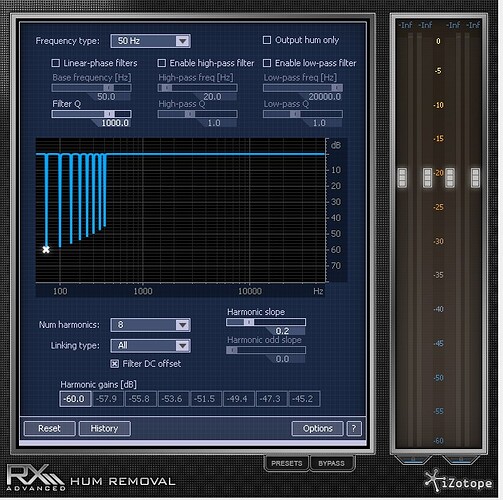 50 Hz hum removal izo RX2